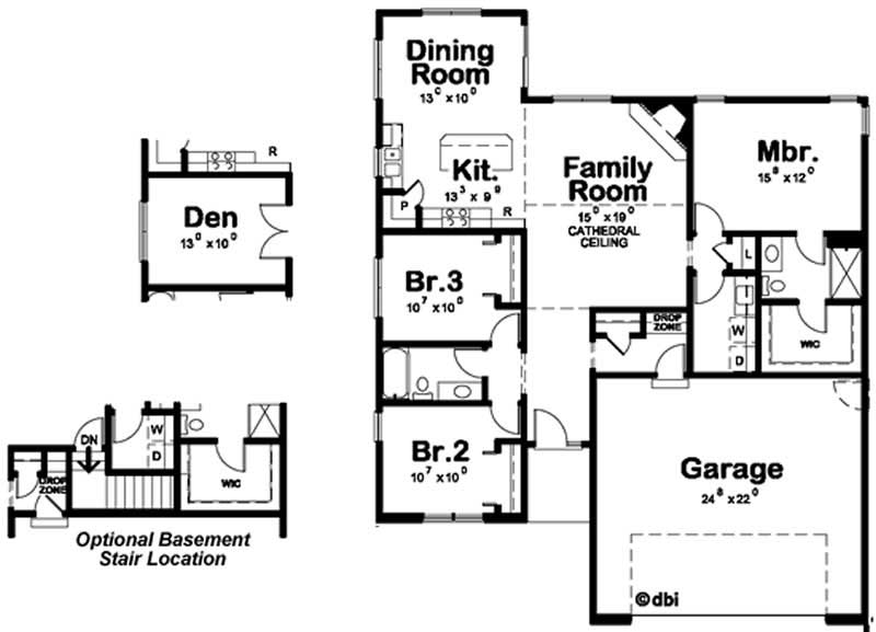 Floor Plan First Story of Small House Plans #120-2135