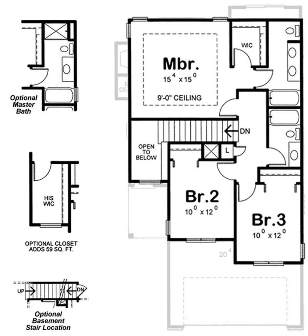 Floor Plan Second Story of Country Plan #120-2137