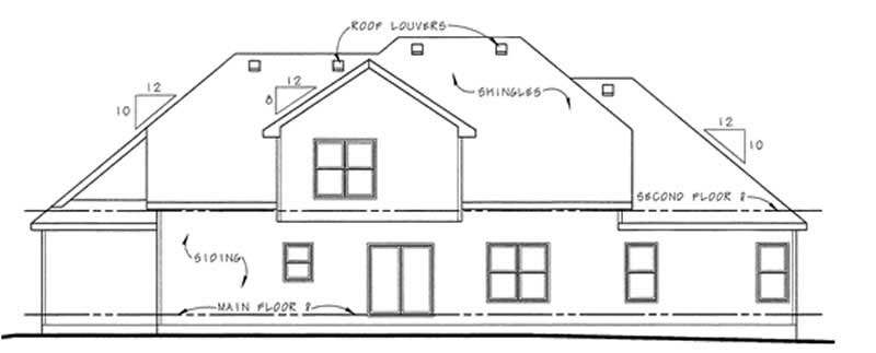 Home Plan Rear Elevation of this 4-Bedroom,2772 Sq Ft Plan -120-2138
