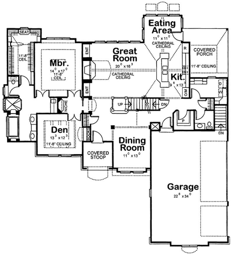 Floor Plan First Story of Country Plan #120-2148