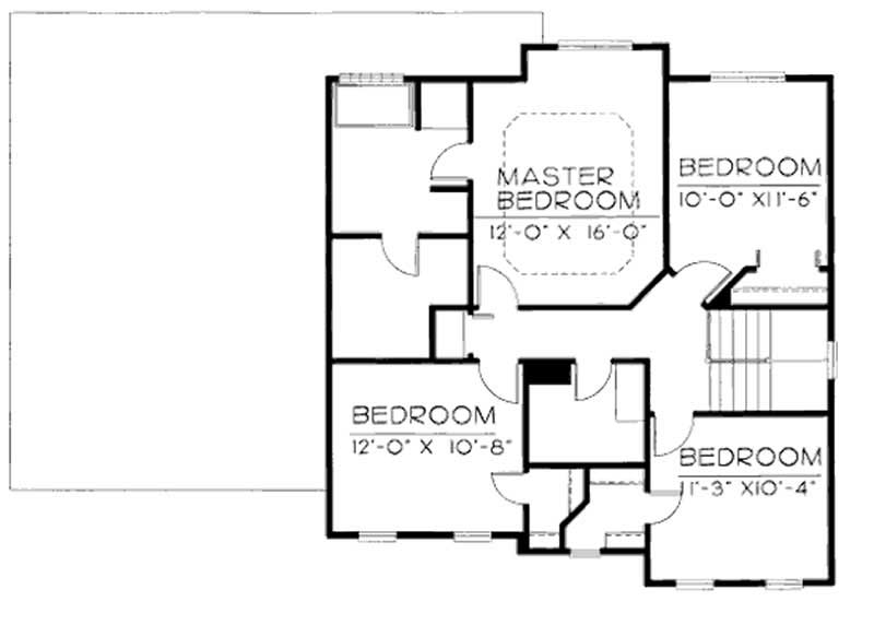 Floor Plan Second Story of Traditional Plan #120-2150