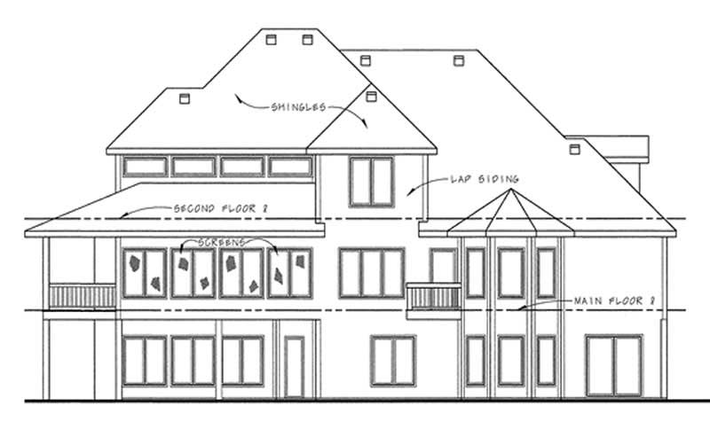 Home Plan Rear Elevation of this 3-Bedroom,3250 Sq Ft Plan -120-2158