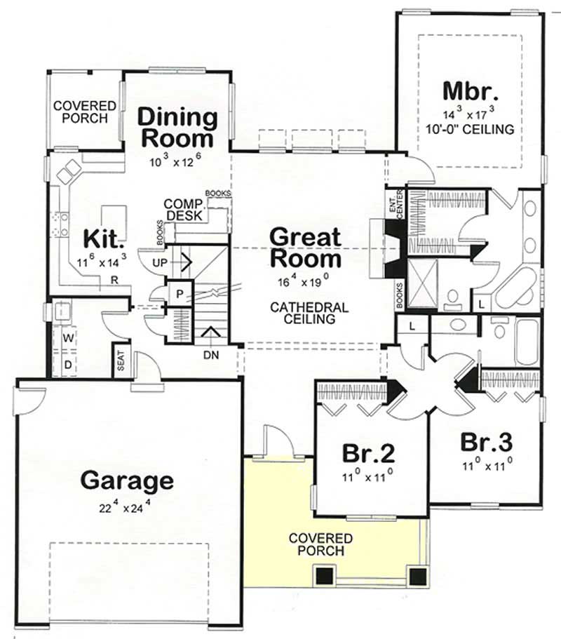 Floor Plan First Story of Cape Cod Plan #120-2159
