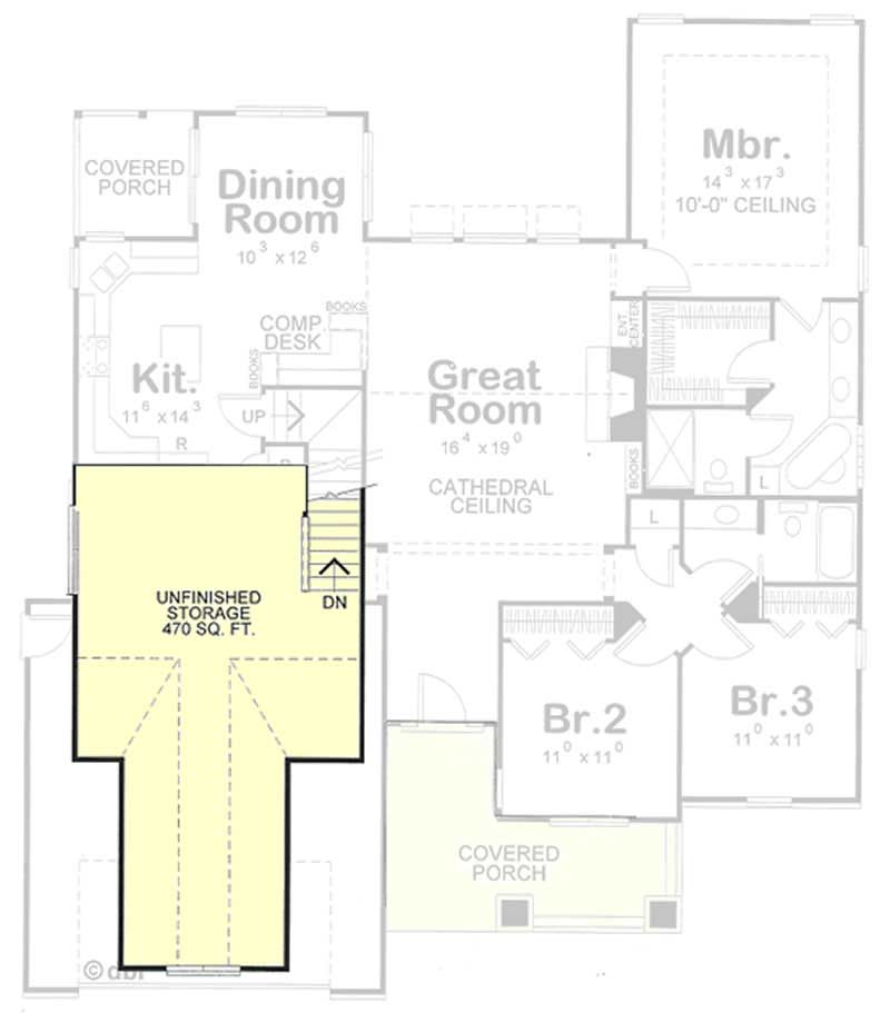 Floor Plan Second Story of Cape Cod Plan #120-2159