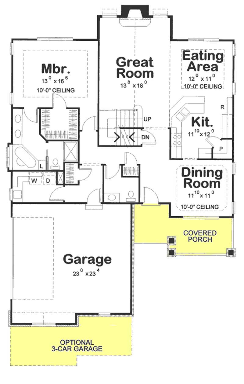 Floor Plan First Story of Traditional Plan #120-2160