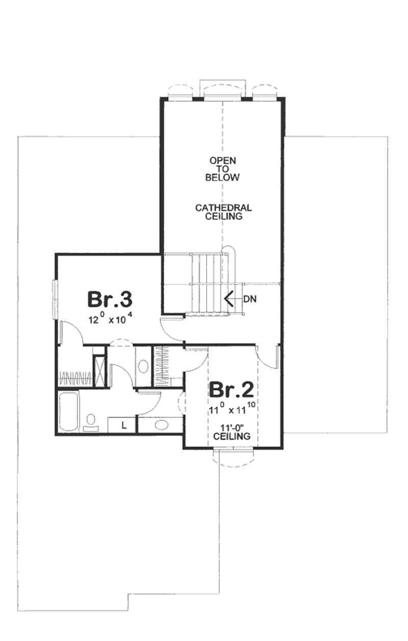 Floor Plan Second Story of Traditional Plan #120-2160