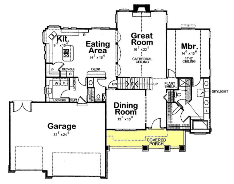 Floor Plan First Story of Craftsman Plan #120-2166