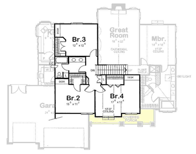 Floor Plan Second Story of Craftsman Plan #120-2166