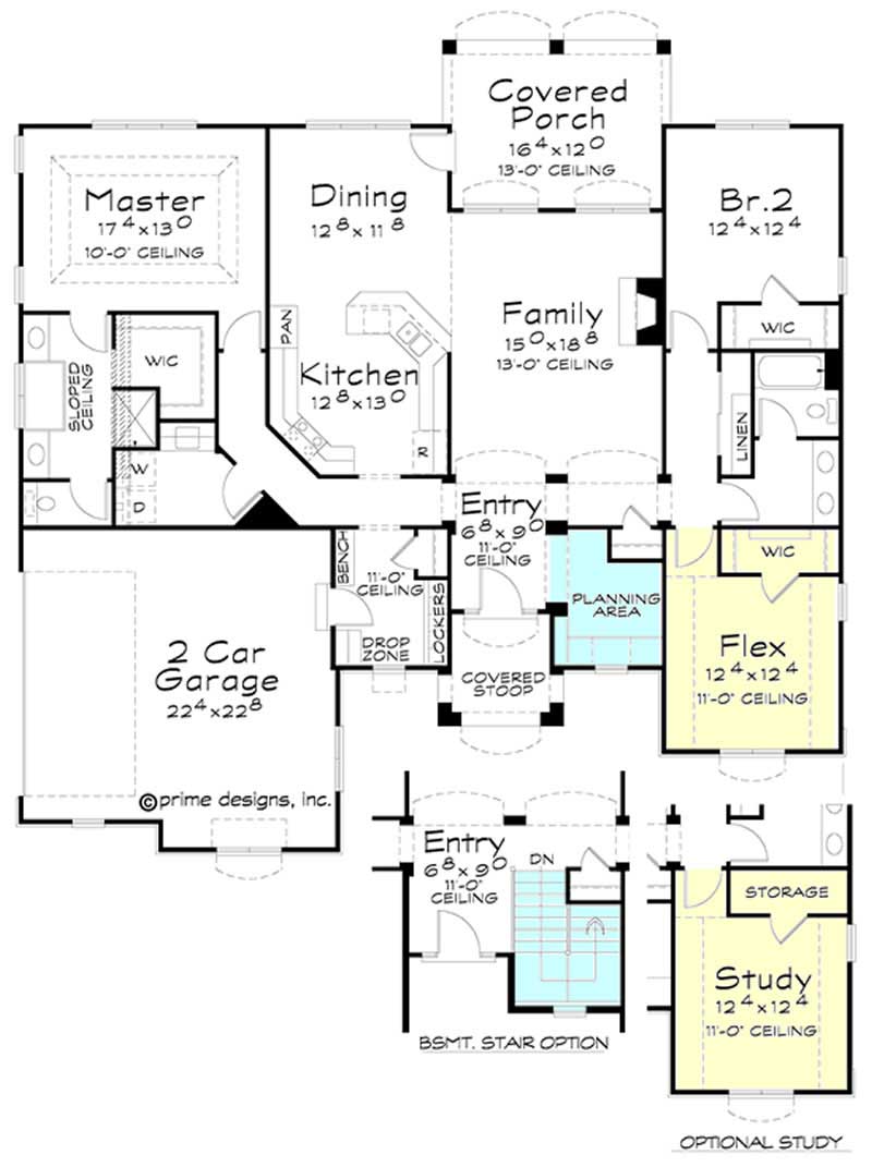 Floor Plan First Story of Ranch Plan #120-2170