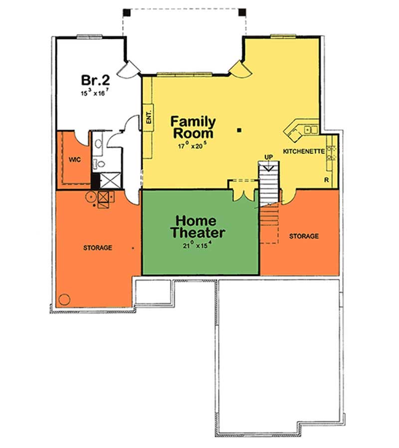 Floor Plan Basement of Country Plan #120-2175