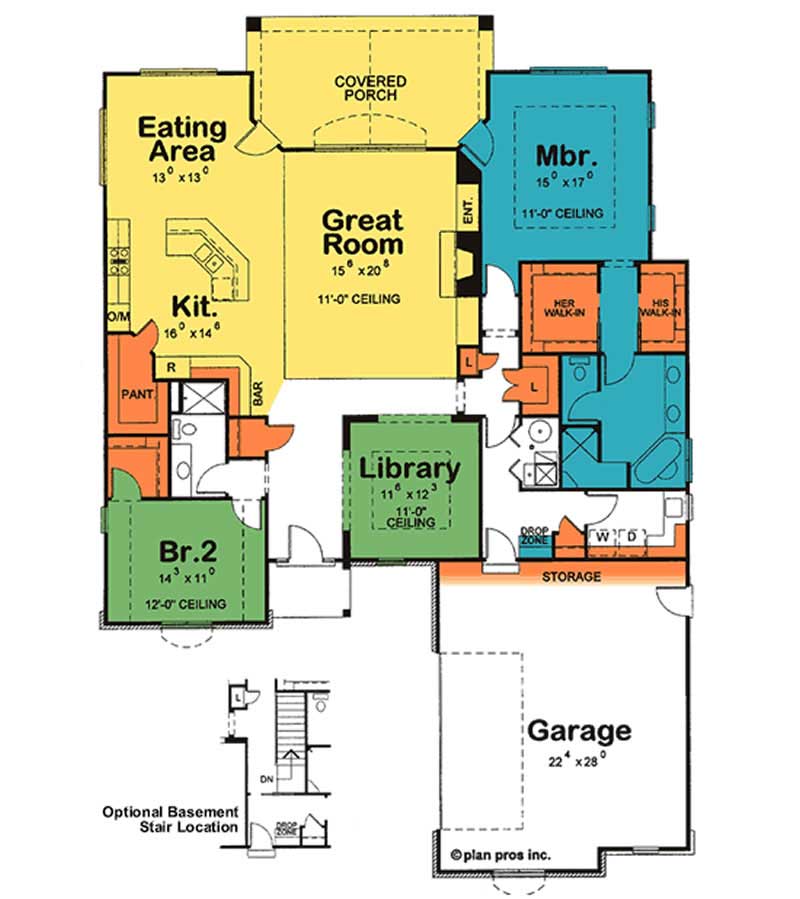 Floor Plan First Story of Country Plan #120-2175
