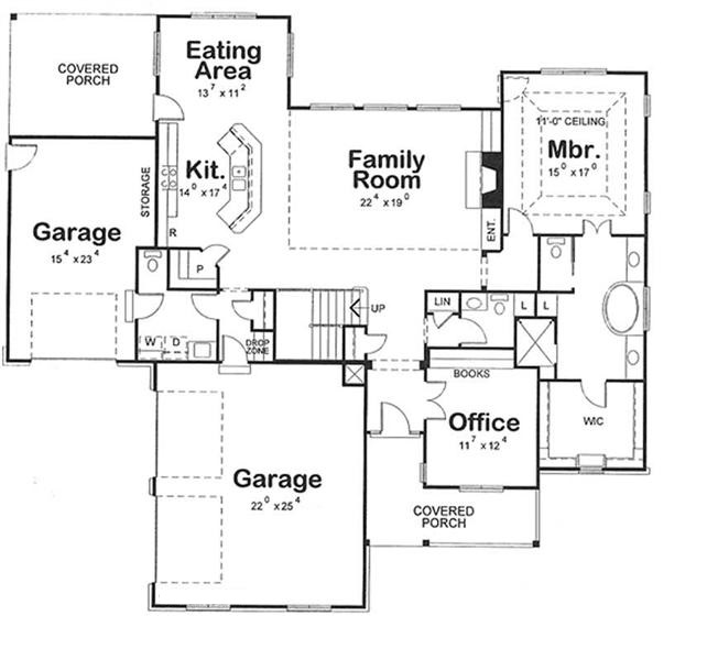 Floor Plan First Story of Country Plan #120-2176