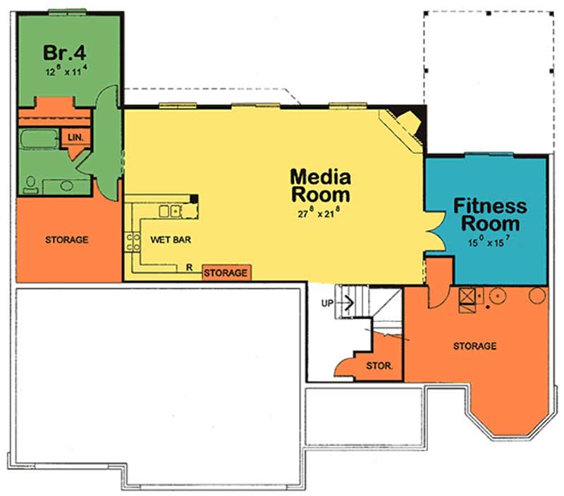 Floor Plan Basement of Country Plan #120-2178