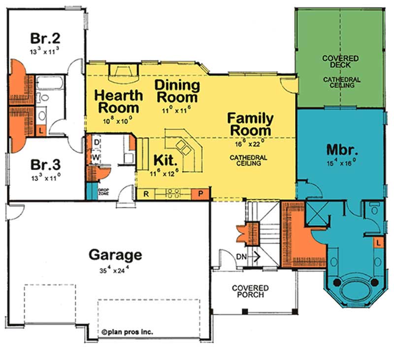 Floor Plan First Story of Country Plan #120-2178