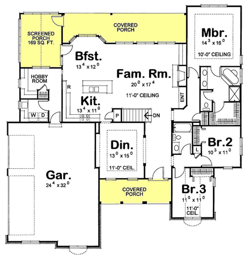 Floor Plan First Story of Country Plan #120-2191