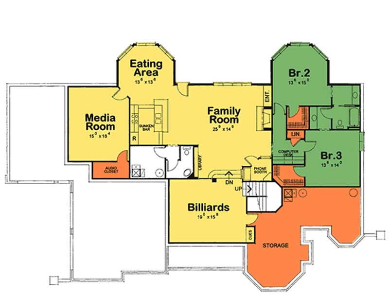 Floor Plan Basement of Country Plan #120-2194