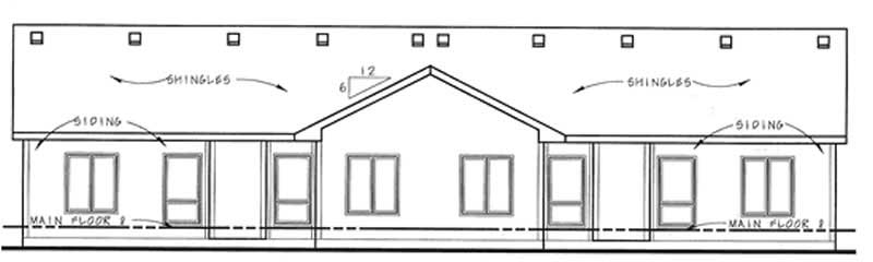 Home Plan Rear Elevation of this 2-Bedroom,1209 Sq Ft Plan -120-2196