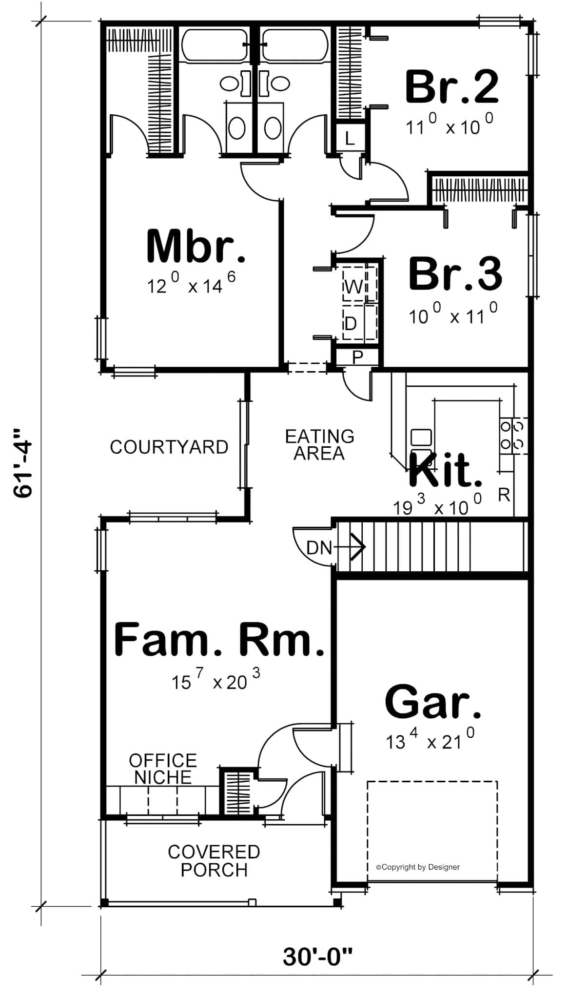 Floor Plan First Story of Country Plan #120-2197