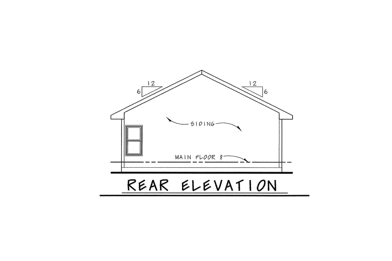 Home Plan Rear Elevation of this 3-Bedroom,1332 Sq Ft Plan -120-2197