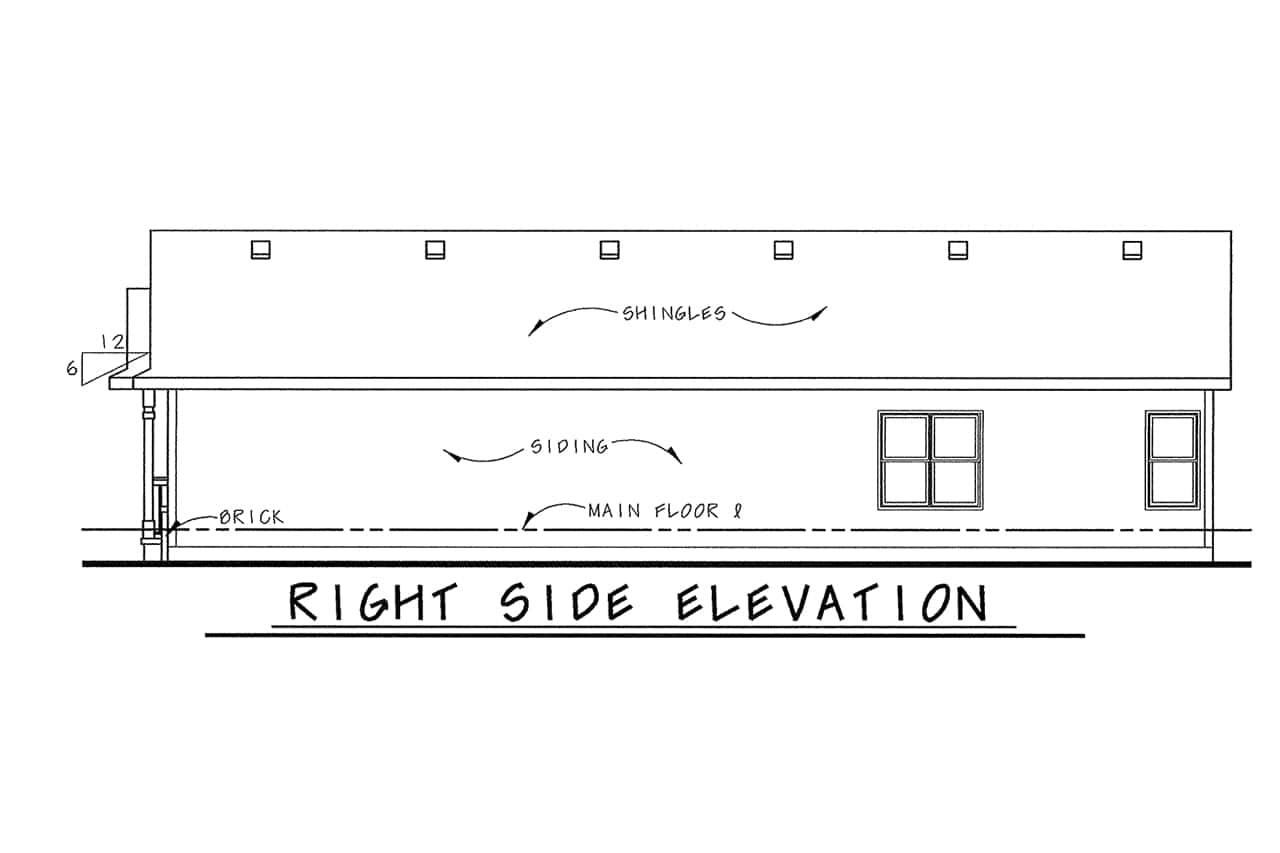 Home Plan Right Elevation of this 3-Bedroom,1332 Sq Ft Plan -120-2197
