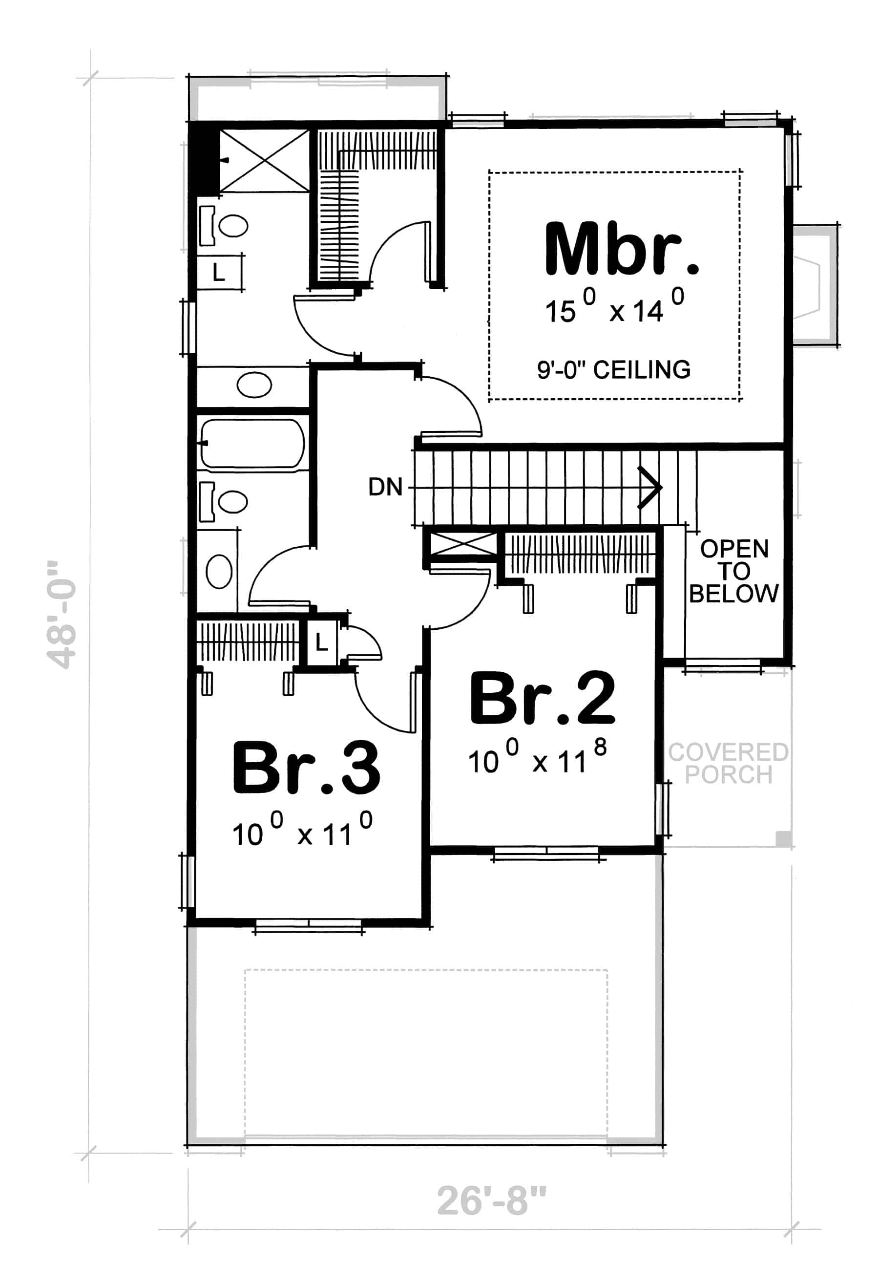 Floor Plan Second Story of Small House Plans #120-2199