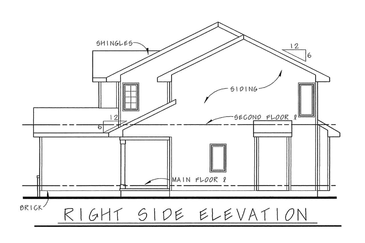 Home Plan Right Elevation of this 3-Bedroom,1440 Sq Ft Plan -120-2199
