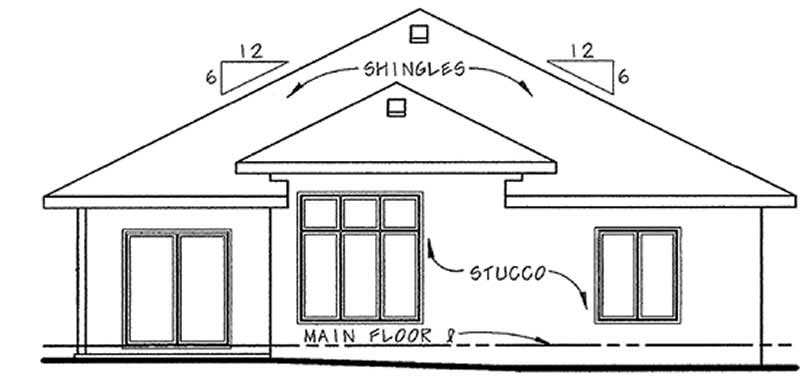 Home Plan Rear Elevation of this 2-Bedroom,1550 Sq Ft Plan -120-2201