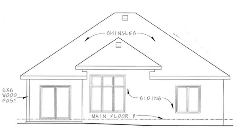 Home Plan Rear Elevation of this 2-Bedroom,1550 Sq Ft Plan -120-2202