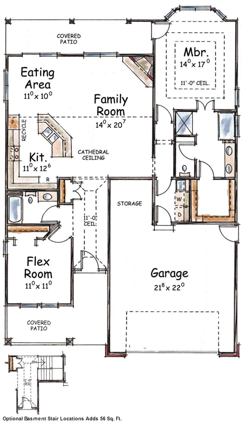 Floor Plan First Story of Cape Cod Plan #120-2203