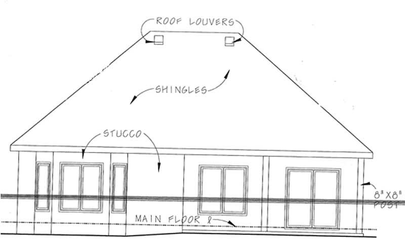 Home Plan Rear Elevation of this 2-Bedroom,1905 Sq Ft Plan -120-2204