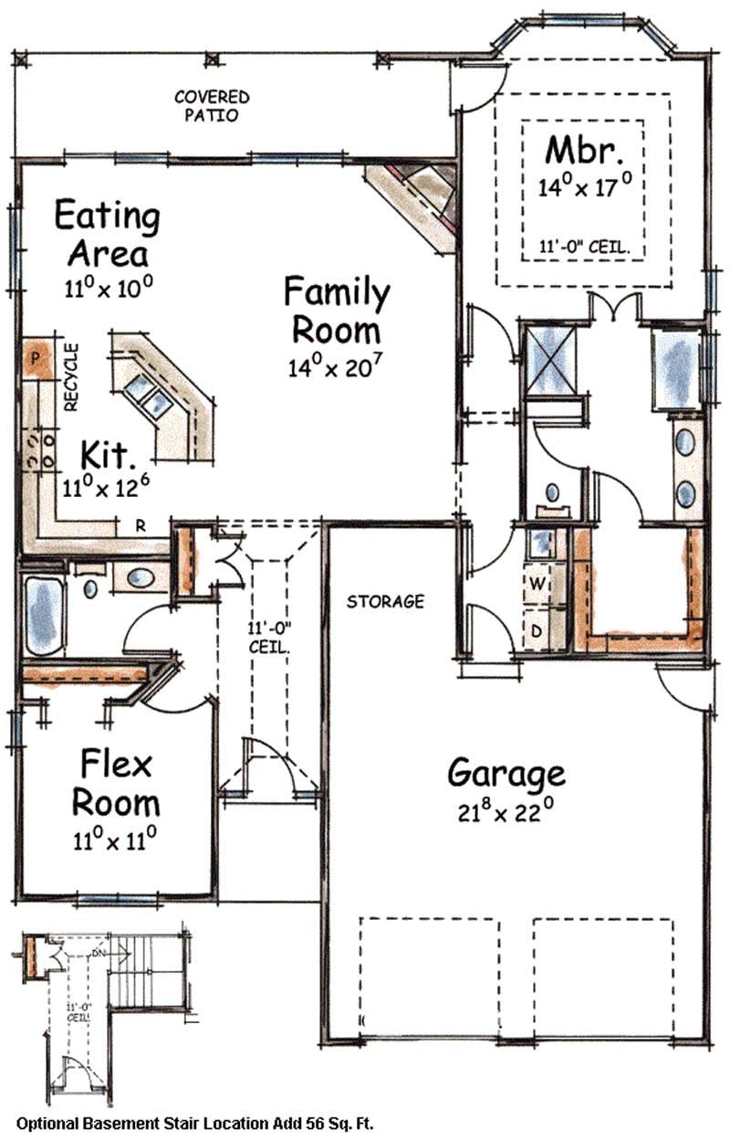 Floor Plan First Story of Mediterranean Plan #120-2204