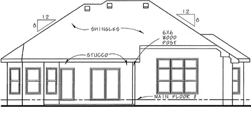 Home Plan Rear Elevation of this 3-Bedroom,1905 Sq Ft Plan -120-2205