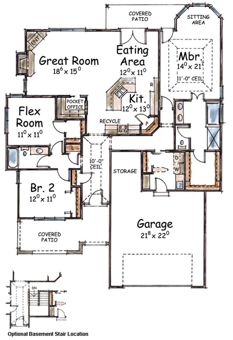 Floor Plan First Story of Mediterranean Plan #120-2205