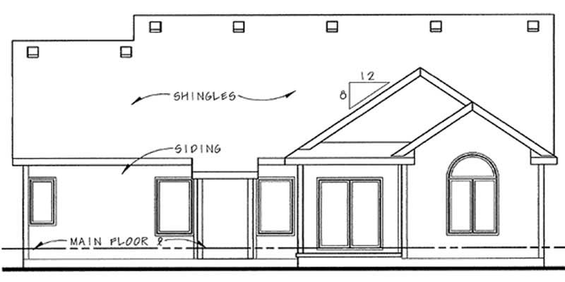 Home Plan Rear Elevation of this 3-Bedroom,1467 Sq Ft Plan -120-2207