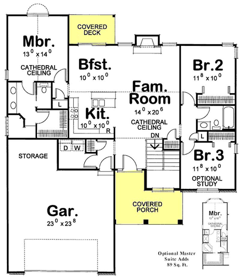 Floor Plan First Story of Cape Cod Plan #120-2207