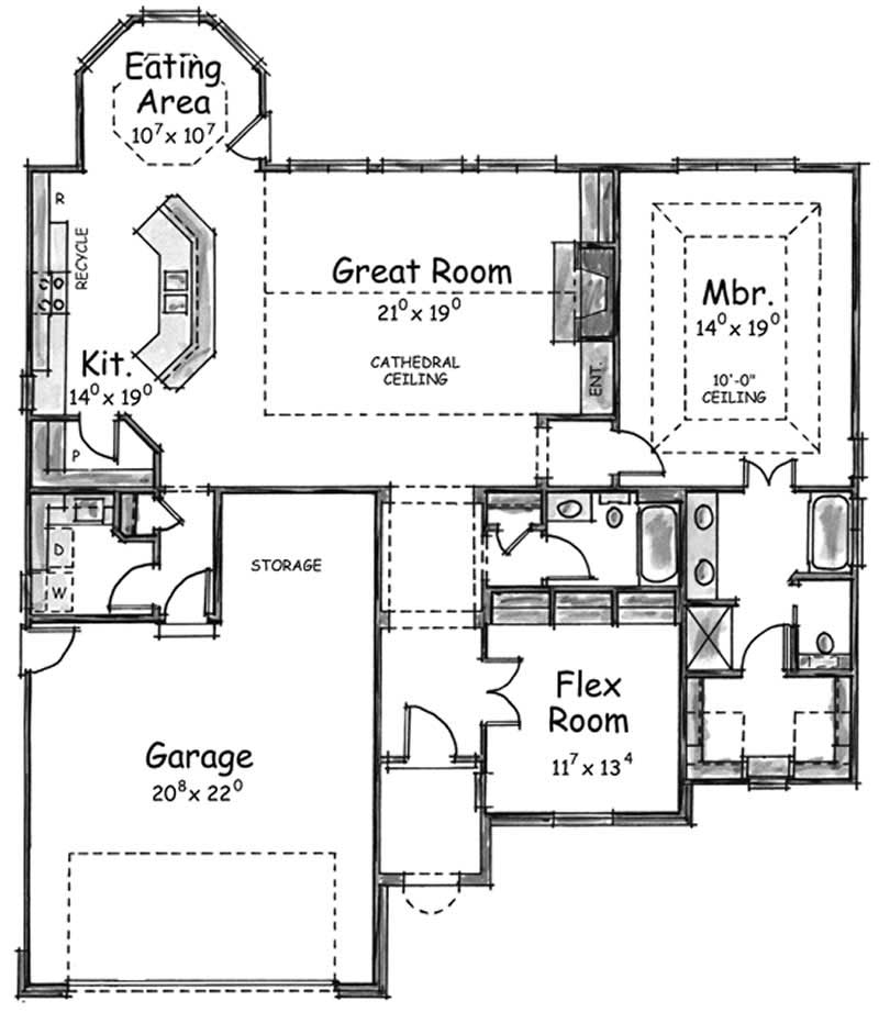 Floor Plan First Story of Country Plan #120-2210