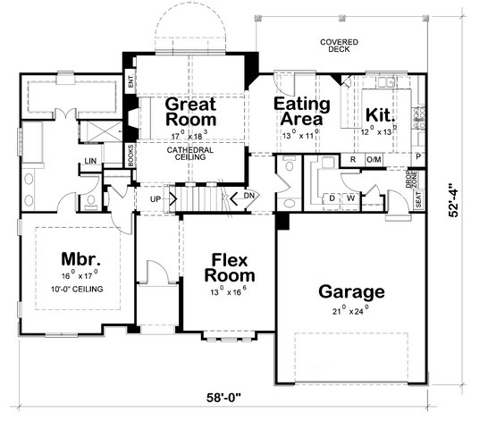 Floor Plan First Story of Craftsman Plan #120-2230