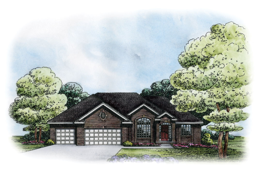 Front Elevation of this Traditional House (#120-2232) at The Plan Collection.