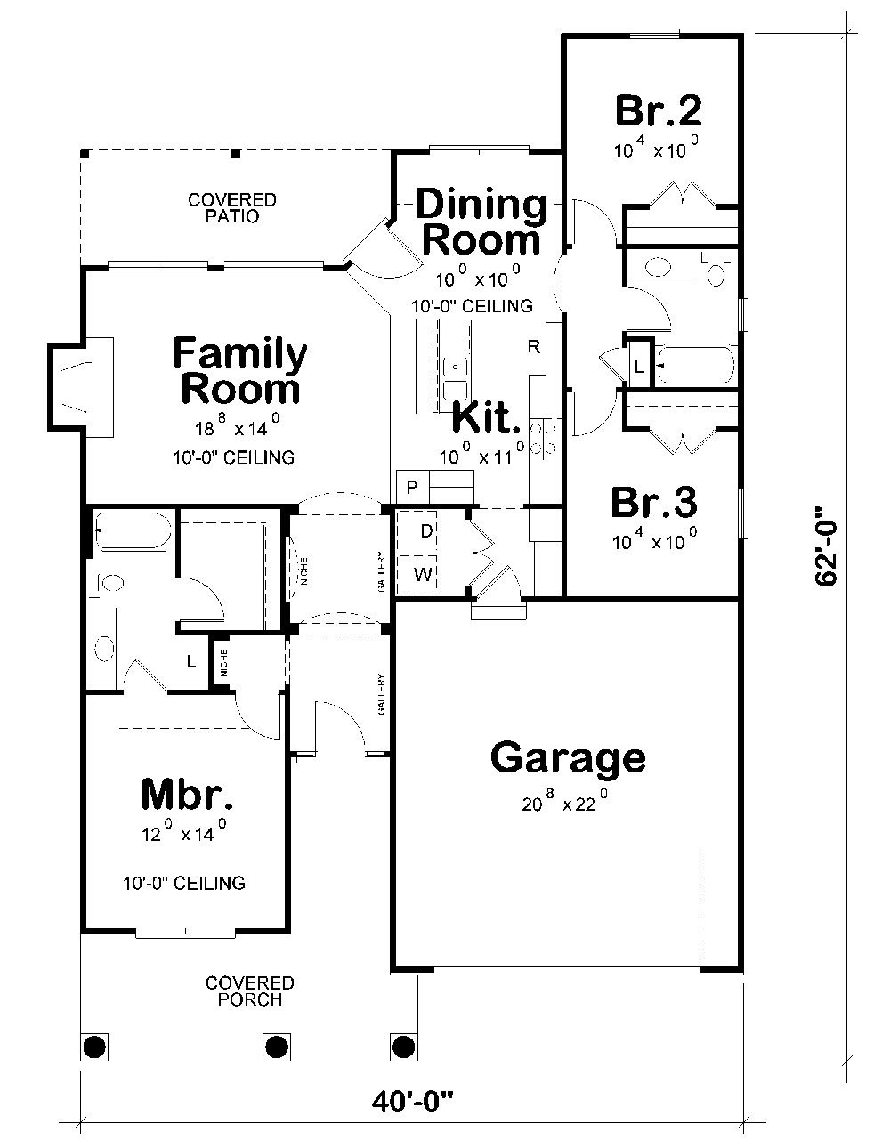 Floor Plan First Story of Cottage Plan #120-2233