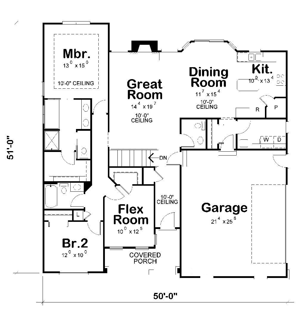 Floor Plan First Story of Traditional Plan #120-2235