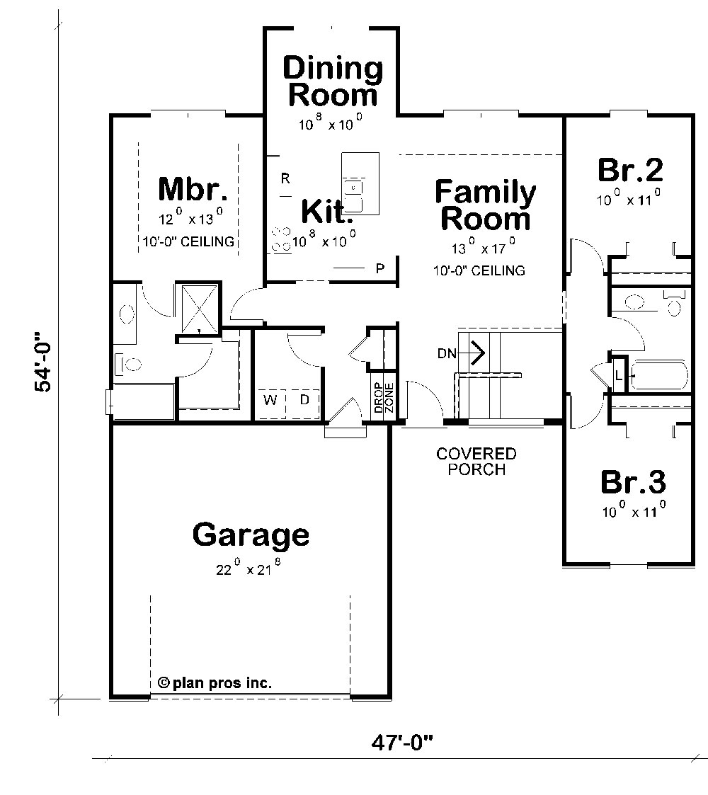 Floor Plan First Story of Craftsman Plan #120-2236