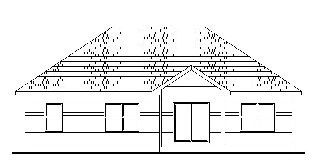 Home Plan Rear Elevation of this 3-Bedroom,1373 Sq Ft Plan -120-2236