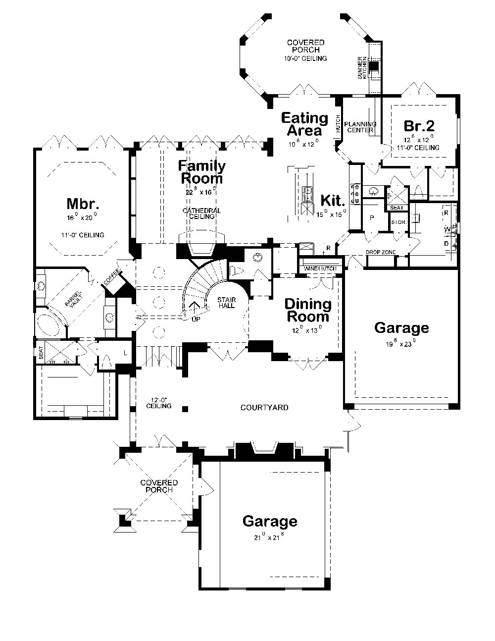 Floor Plan First Story of French Plan #120-2239