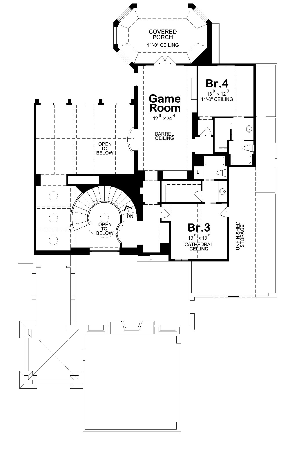 Floor Plan Second Story of French Plan #120-2239