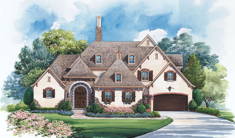 Front Elevation of this French House (#120-2239) at The Plan Collection.