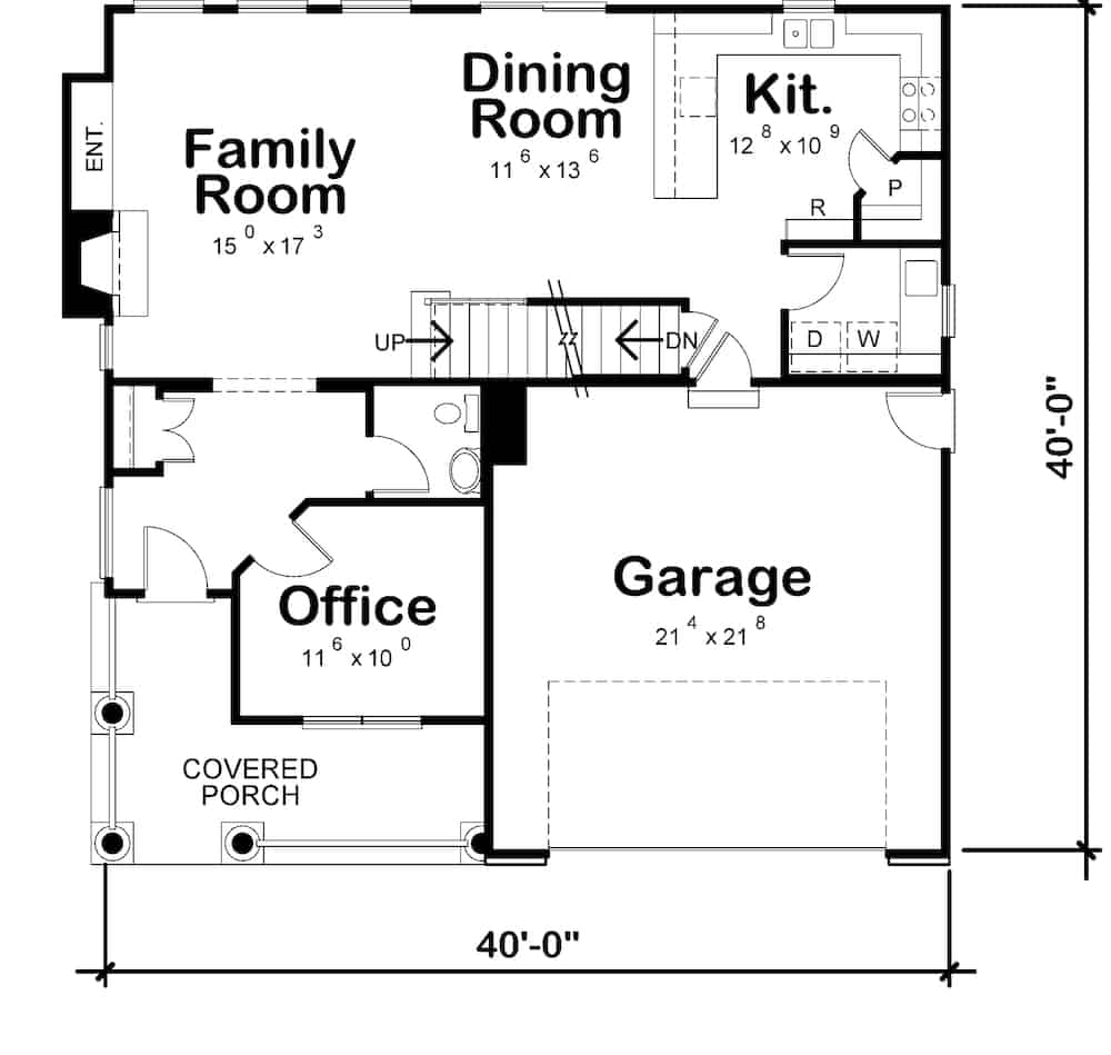 Floor Plan Main Level of Traditional Plan #120-2249