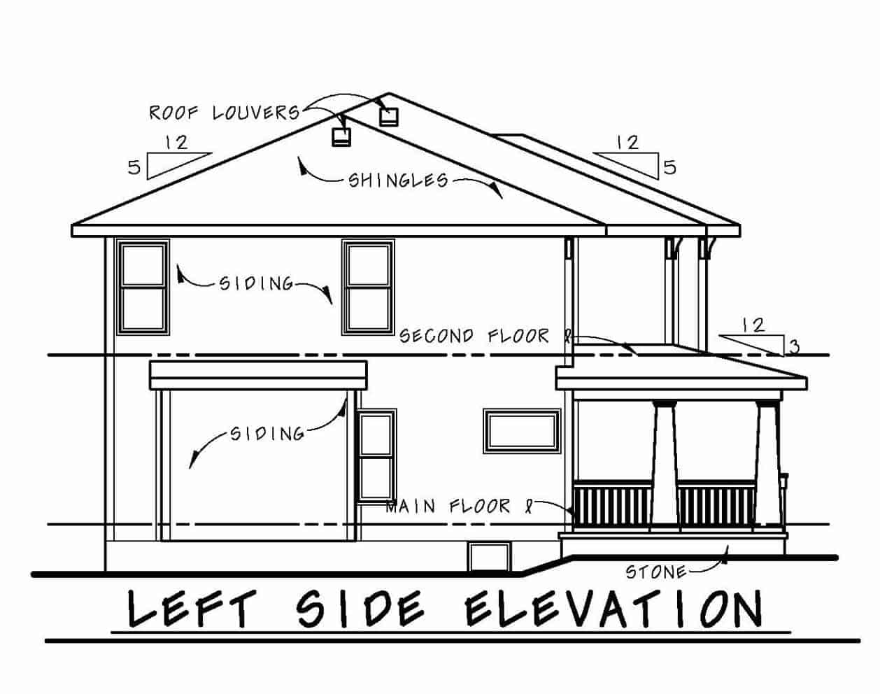 Home Plan Left Elevation of this 4-Bedroom,2309 Sq Ft Plan -120-2249