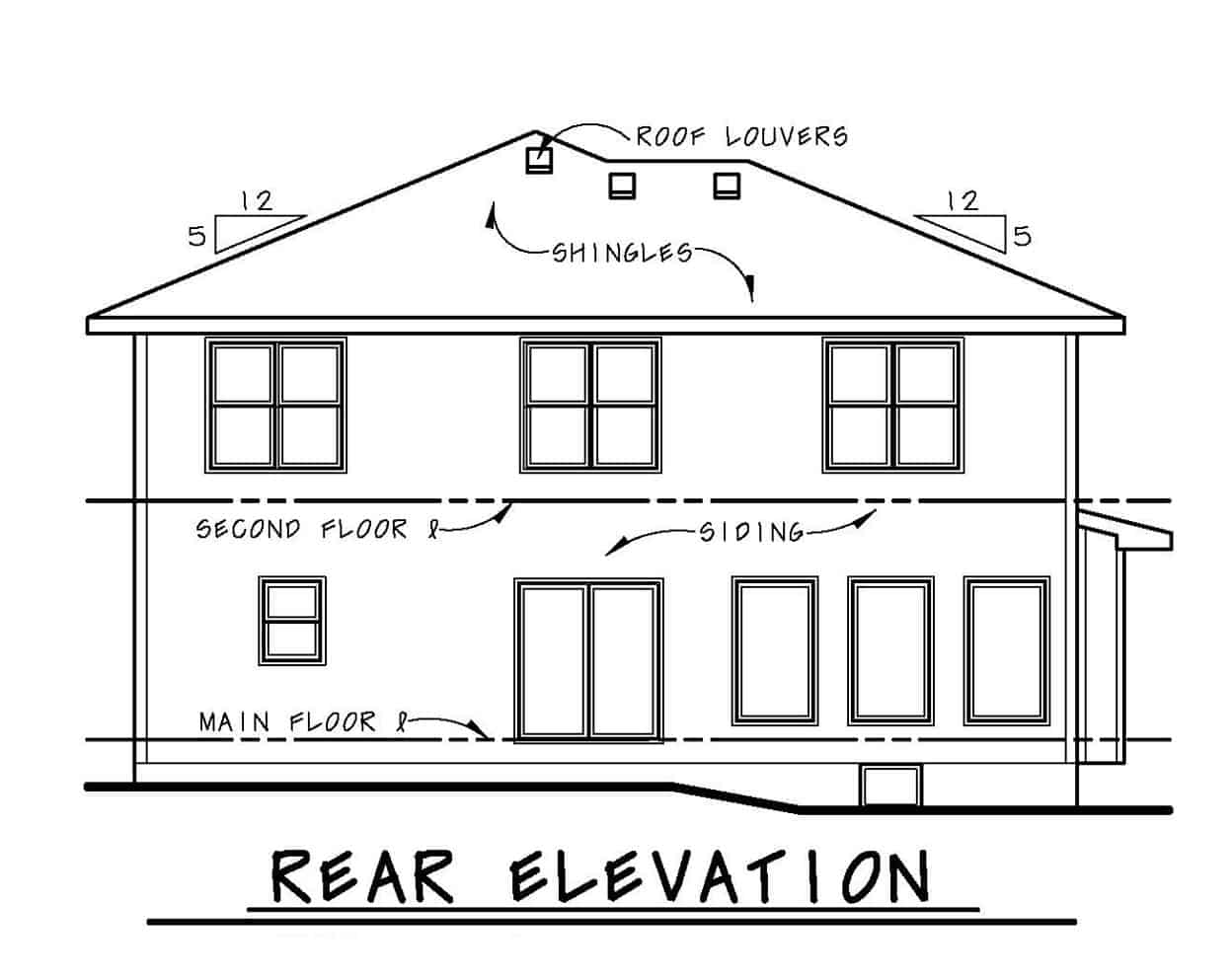 Home Plan Rear Elevation of this 4-Bedroom,2309 Sq Ft Plan -120-2249