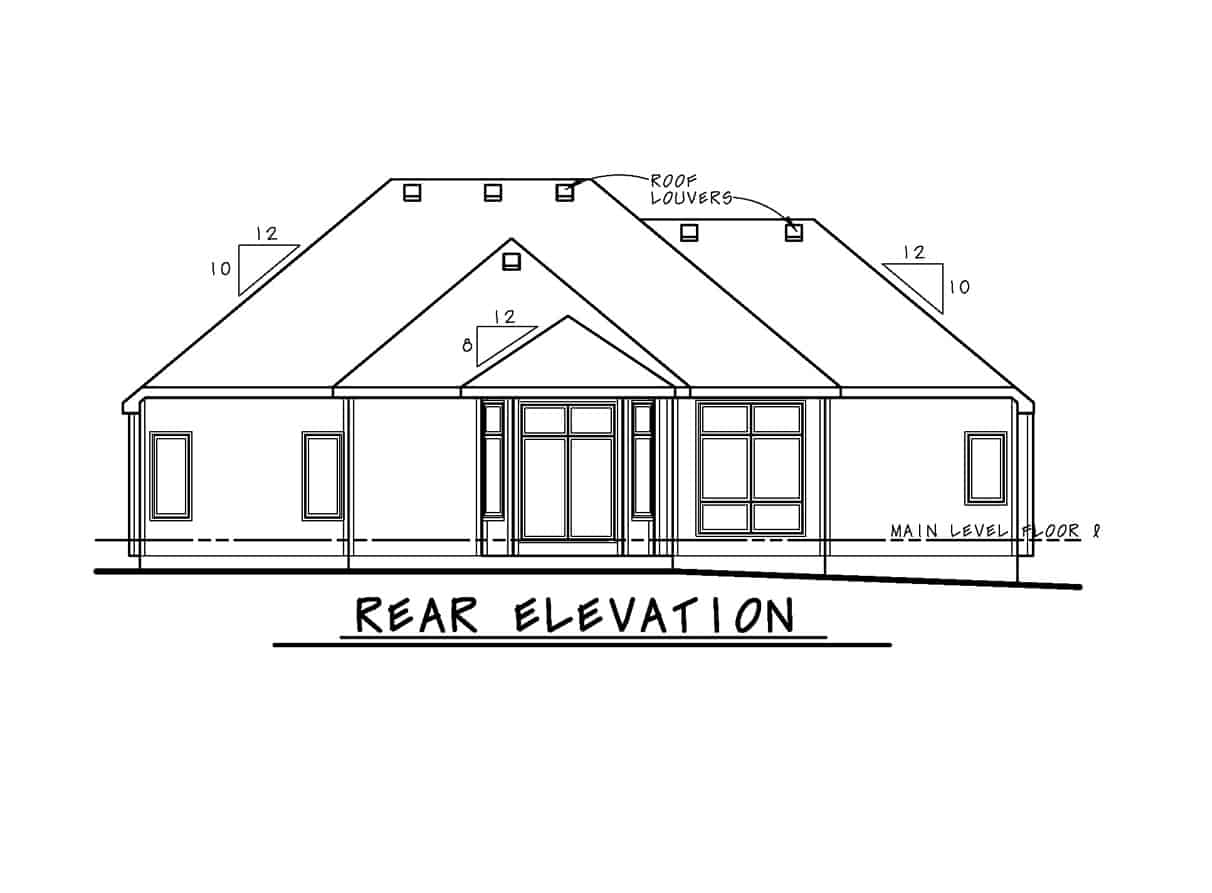 Home Plan Rear Elevation of this 3-Bedroom,1925 Sq Ft Plan -120-2250
