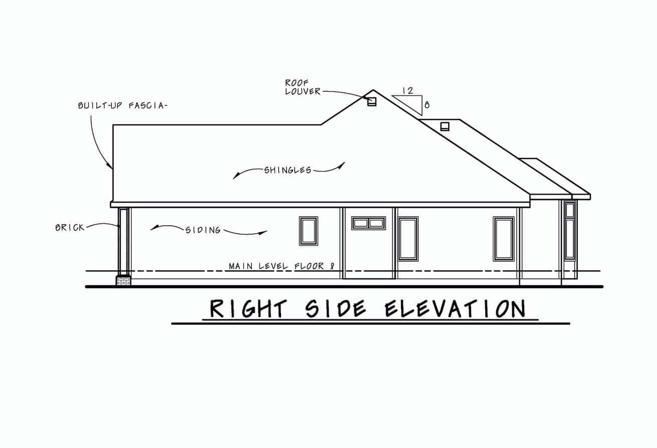 Home Plan Right Elevation of this 3-Bedroom,1925 Sq Ft Plan -120-2250